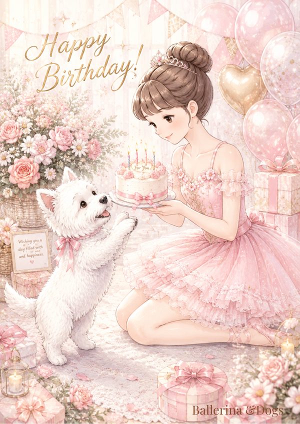 バレリーナと犬のイラスト